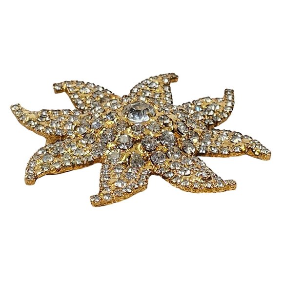 Dorothy Bauer Brooch 8Point Star Gold Tone Rhinestone Beachy Boho Chic Elegance - Picture 5 of 16